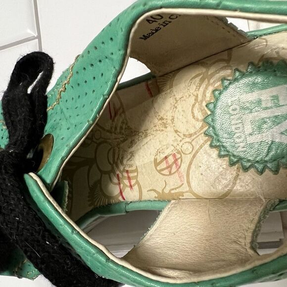 Fly London Ylva Platform Sandals Wedge Sling Back Lace Up Sea Foam Green Size 39 - Picture 14 of 15